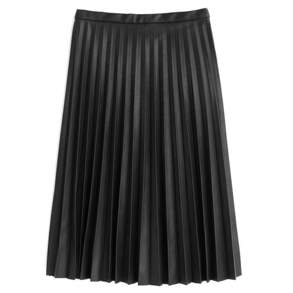 NWOT J. Crew Black Midi Faux leather Pleated Skirt size 10 - Picture 1 of 9